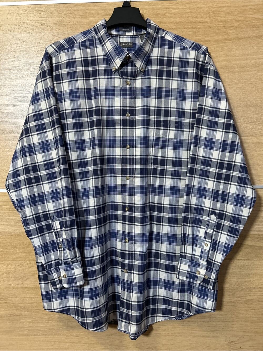 St Johns Bay Iron Free Shirt Mens 2X-Large X-Tall Plaid Button Down Long Sleeve